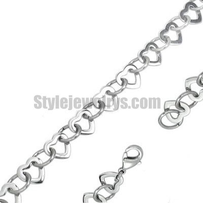 Stainless steel jewelry Chain 50cm - 55cm length heart link heart chain necklace w/lobster 10mm ch360223
